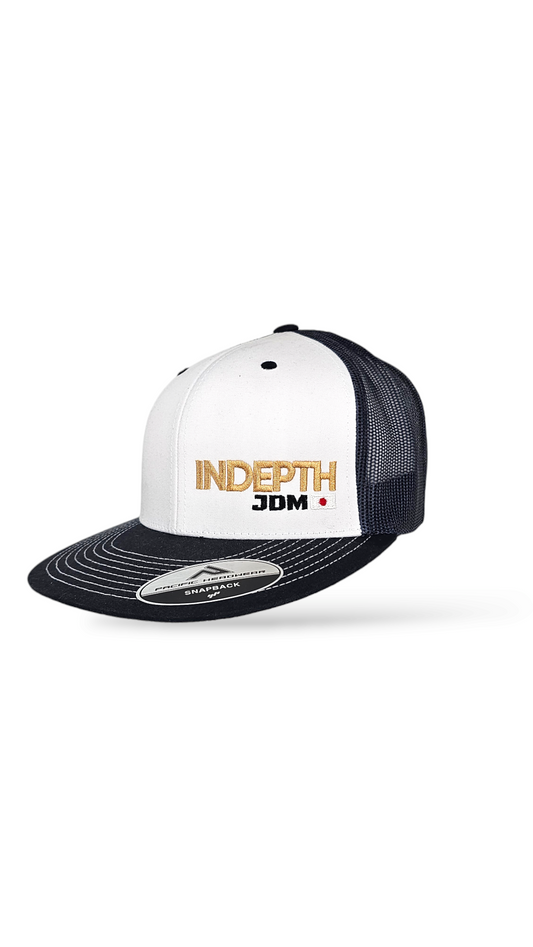 InDepth JDM Harness Flat Bill Trucker Hat - Navy/White/PB