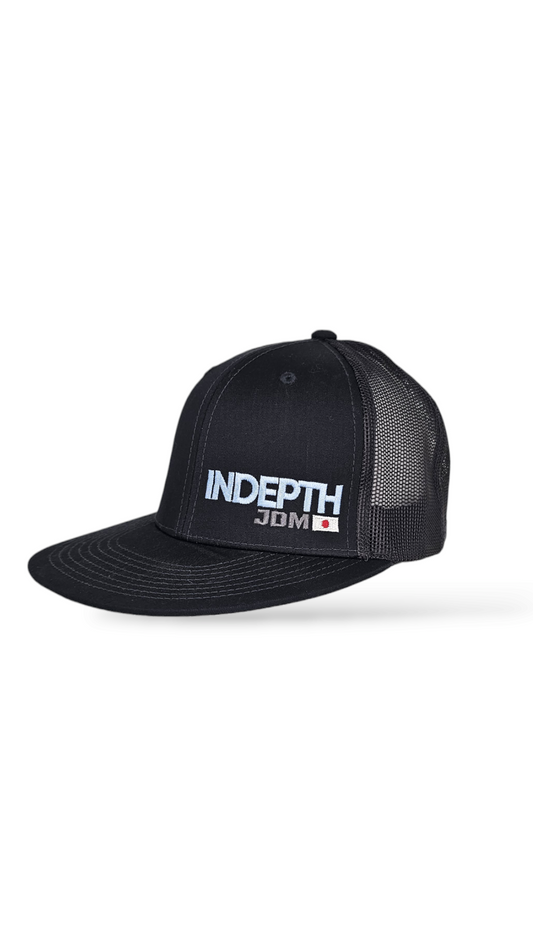 InDepth JDM Harness Flat Bill Trucker Hat - Navy/Light Blue