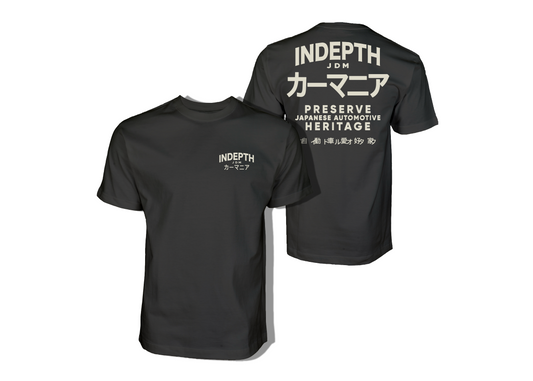 InDepth JDM Heritage TShirt - Charcoal Gray / Vintage White