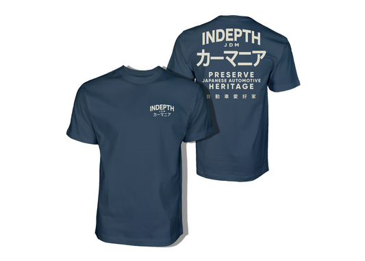 InDepth JDM Heritage TShirt - Indigo Blue/Vintage Cream