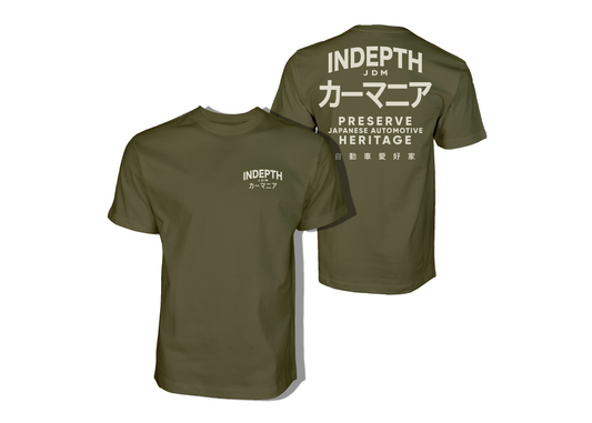 InDepth JDM Heritage TShirt - Military Green / Vintage White