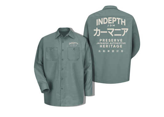 InDepth JDM Mechanic Shirt - Sage/Vintage Cream